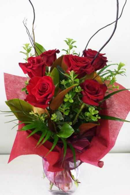 Valentines Bouquet 6 long stem red roses