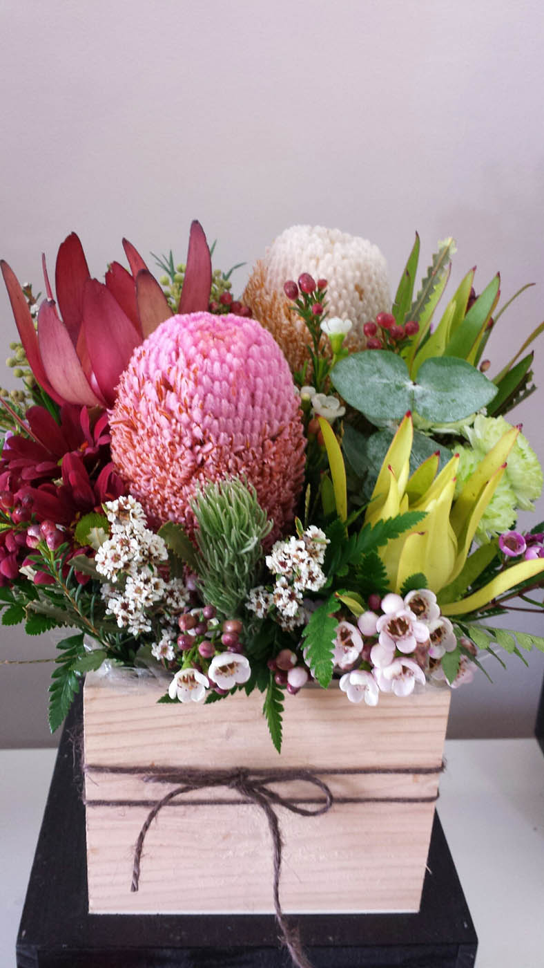 Wild Wood Box Flower Arrangements Adelaide Hills Delivery