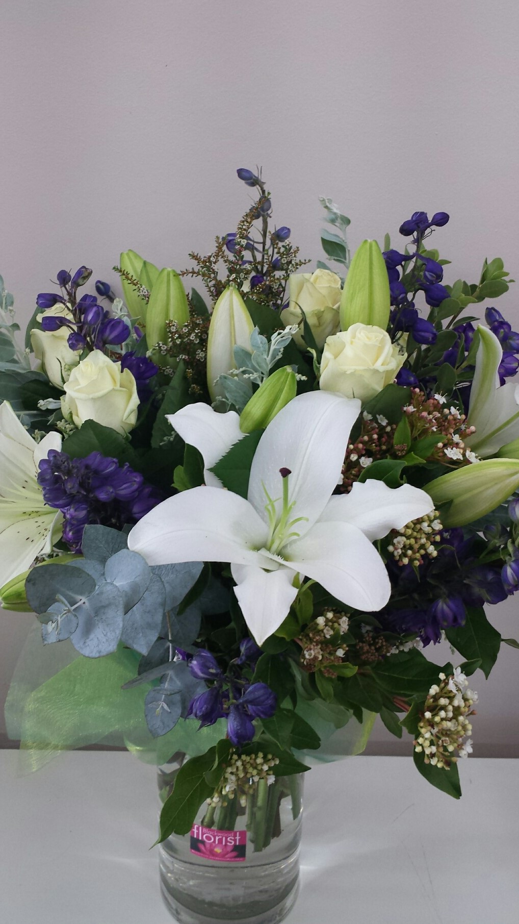 White and purple garden bouquet